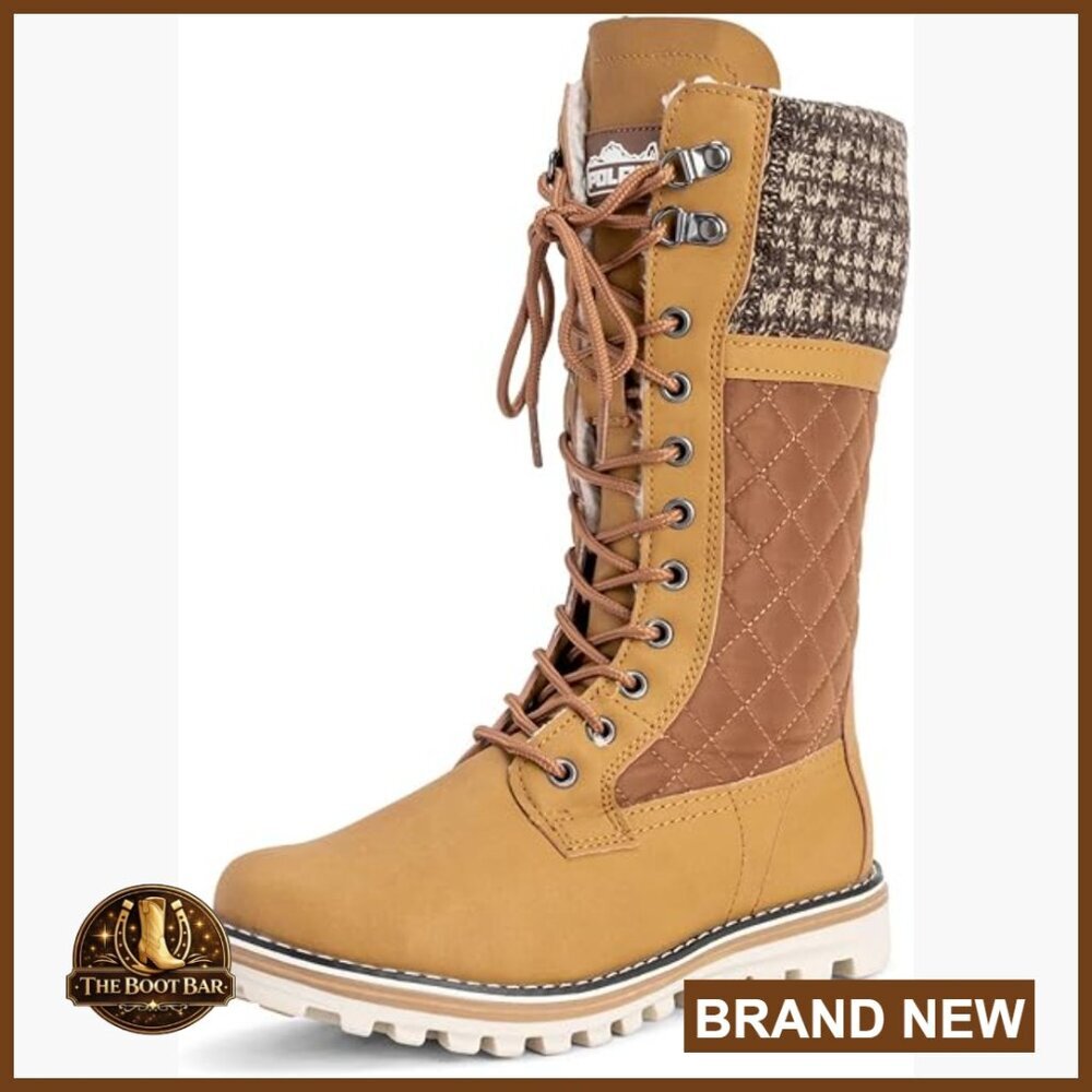 Women's Faux Fur Snow Boots Waterproof Winter Calf Boots Memory Foam